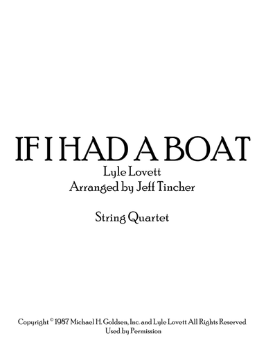 If I Had A Boat (arr. Jeff Tincher)