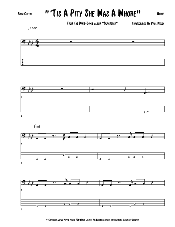 'tis A Pity She Was A Whore (arr. Accubass)