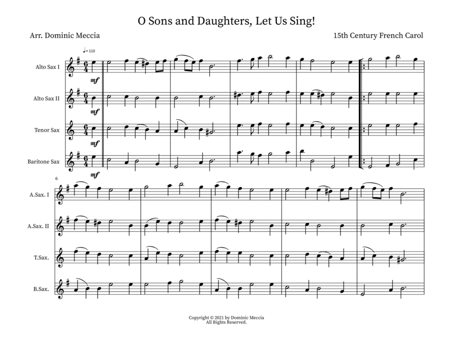 O Sons and Daughters, Let Us Sing! (arr. Dominic Meccia)