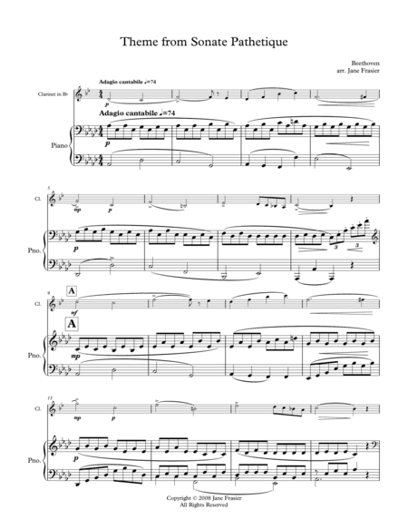 Theme from Sonata Pathetique (arr. Jane Frasier)