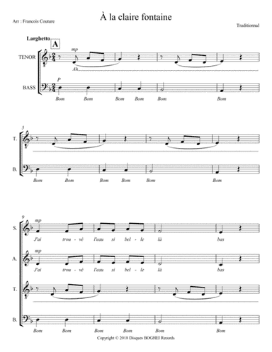 À LA CLAIRE FONTAINE (arr. Francois Couture)