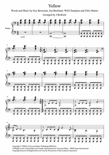 Yellow (arr. J Redford)
