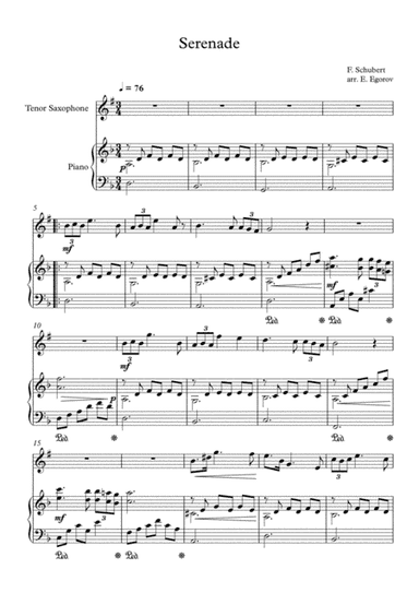 Serenade, Franz Schubert, For Tenor Saxophone & Piano (arr. Eugene Egorov)