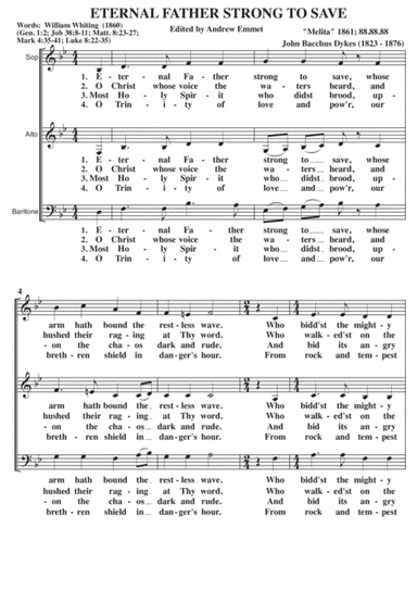 Eternal Father Strong To Save A Cappella SAB (arr. Andrew Emmet)