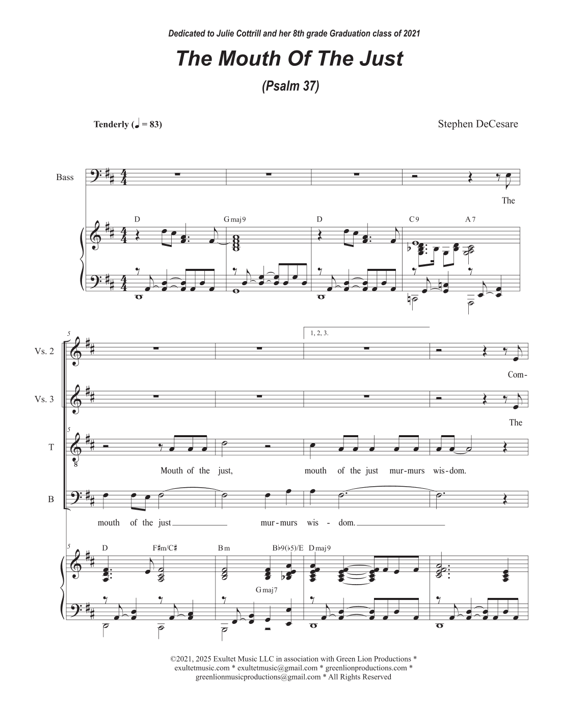 The Mouth Of The Just (Psalm 37) (Duet for Tenor and Bass solo)