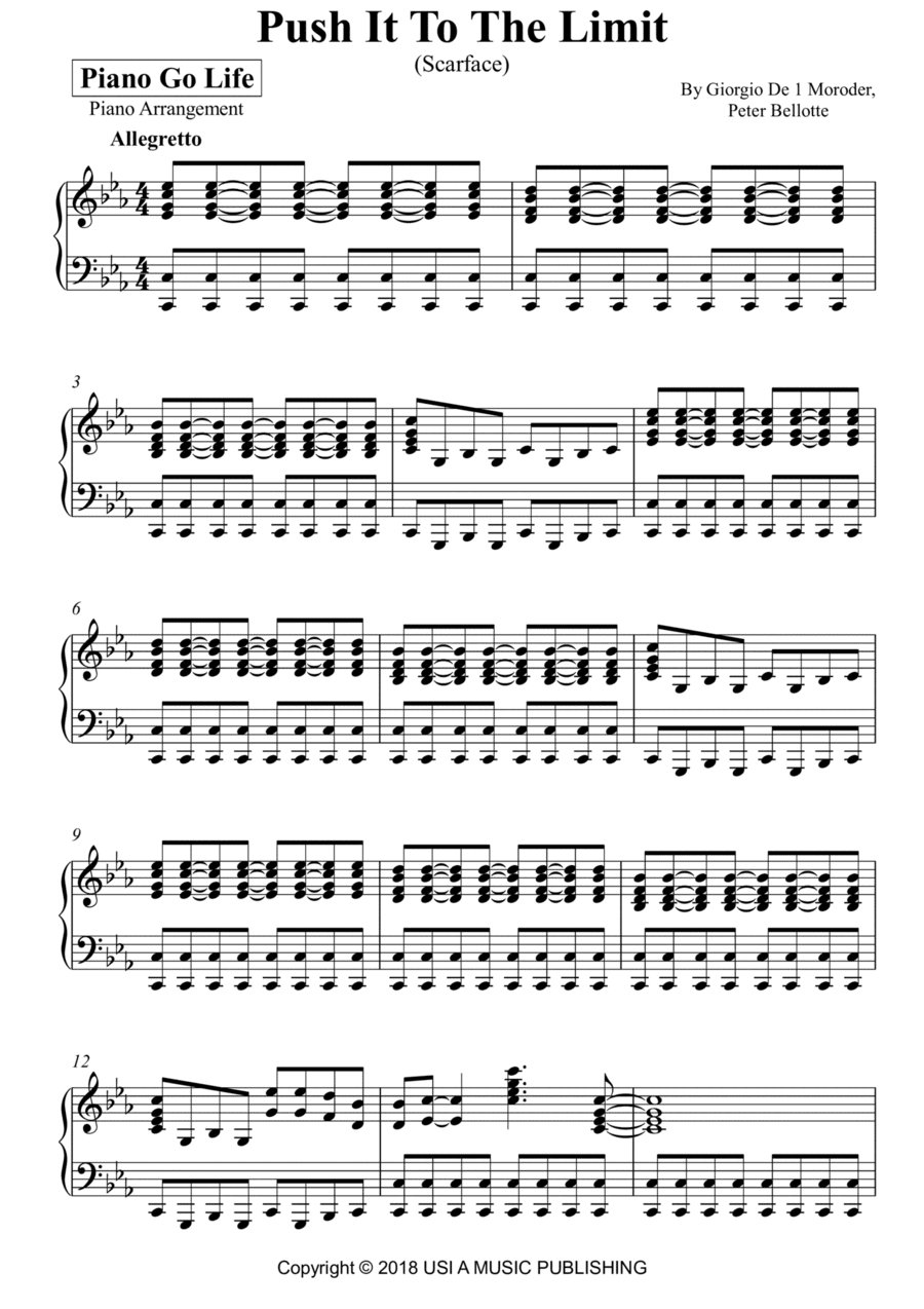 Scarface (push It To The Limit) (arr. Piano Go Life)