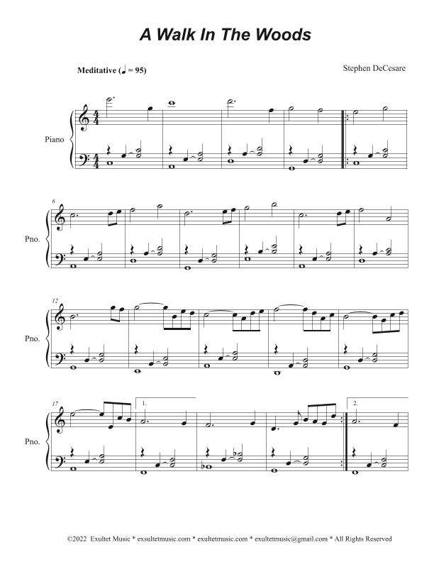 A Walk In The Woods (Piano solo)