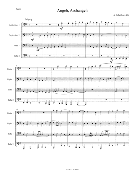Angeli, Archangeli for tuba quartet (arr. Tim Olt)