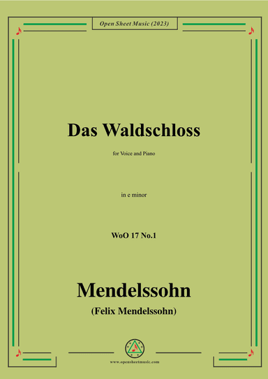 F. Mendelssohn-Das Waldschloss,WoO 17 No.1,in e minor (arr. OSM Press)