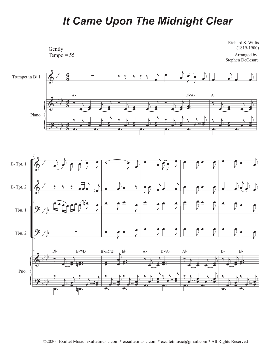 It Came Upon The Midnight Clear (Brass Quartet and Piano - Alternate Version) (arr. Stephen DeCesare)
