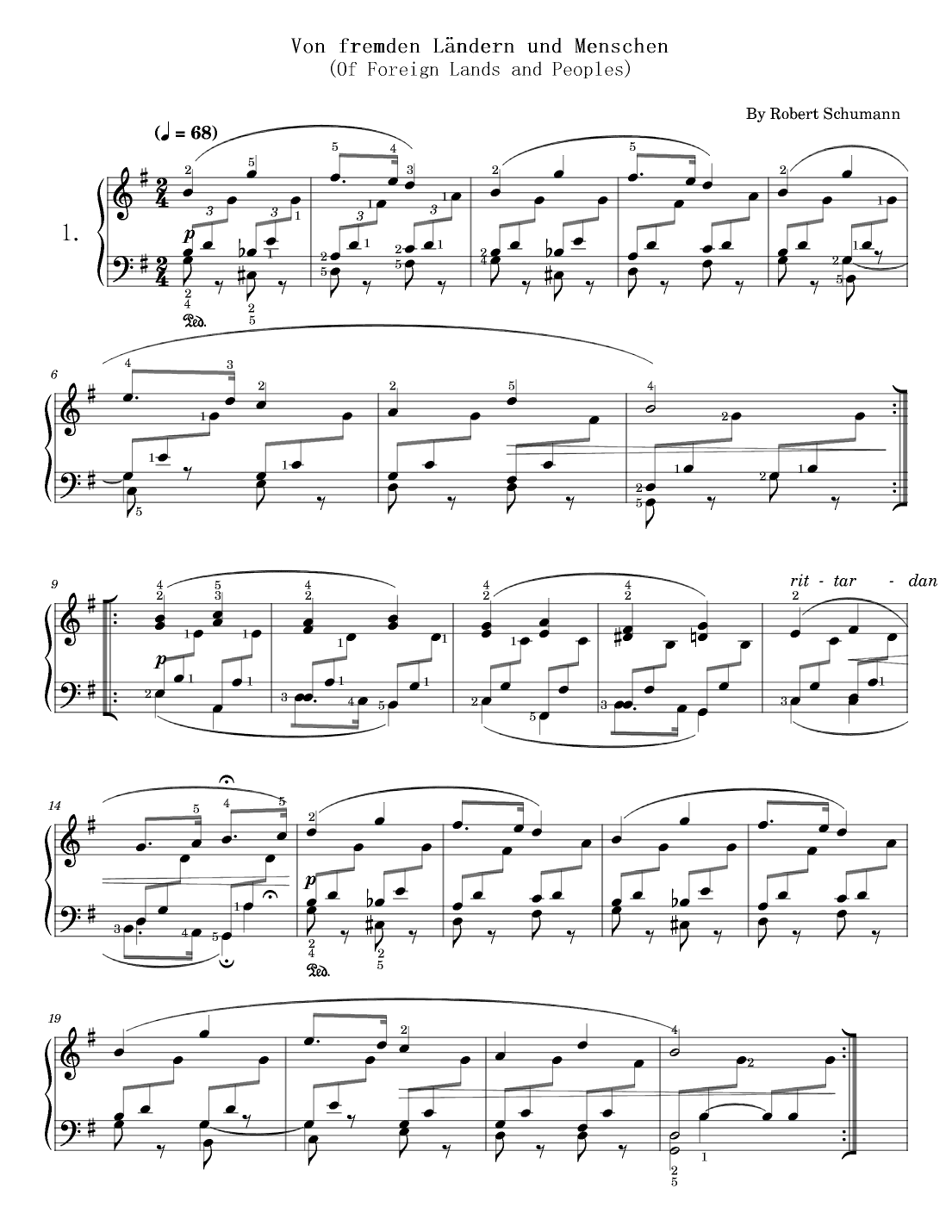 Kinderszenen, Op.15,Robert Schumann,Original Edition,For Piano Solo With Fingering (arr. poon)