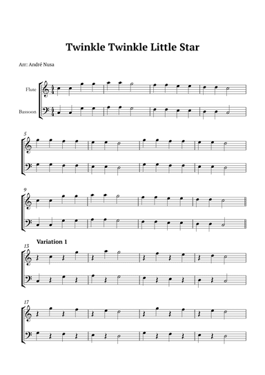 Twinkle Twinkle Little Star Variations (arr. André Nusa)