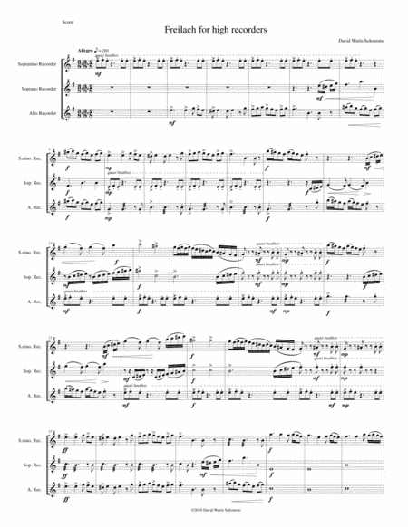 Freilach for high recorders - sopranino, soprano and alto