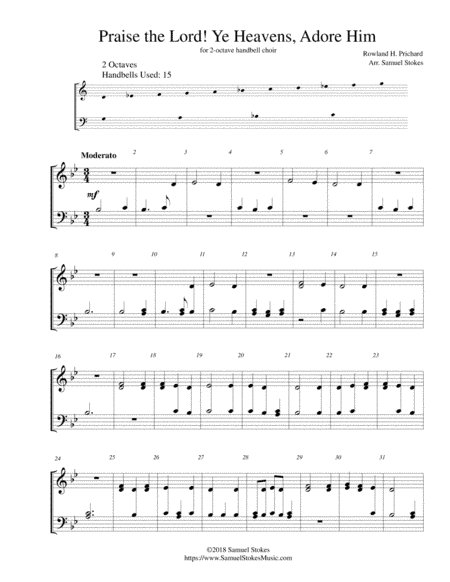 Praise the Lord! Ye Heavens, Adore Him - for 2-octave handbell choir (arr. Samuel Stokes)