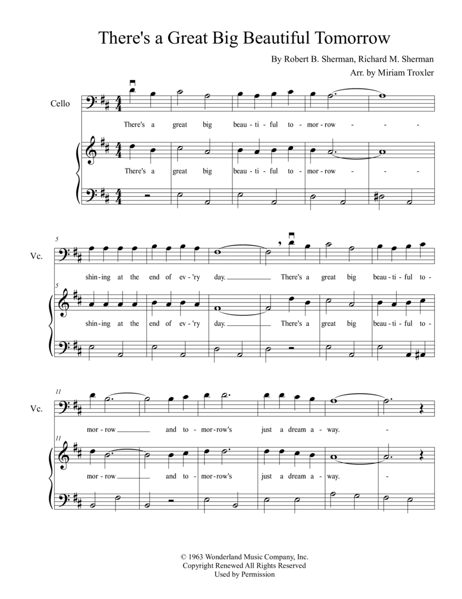 There's A Great Big Beautiful Tomorrow (arr. Miriam Troxler)