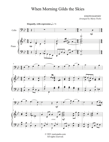 When Morning Gilds the Skies (Cello-Piano) (arr. Marty Parks)
