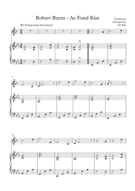 Robert Burns - Ae Fond Kiss - for Bb and Eb Transposing instruments (arr. Ian Rae)