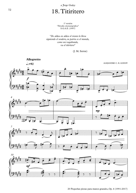 20 Piezas, Op. 4 (2017) No. 18. Titiritero