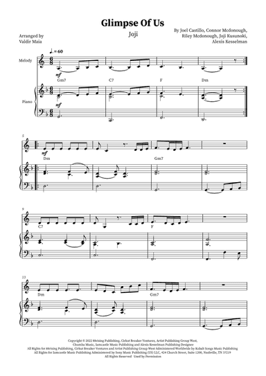 Glimpse Of Us (arr. Valdir Maia)