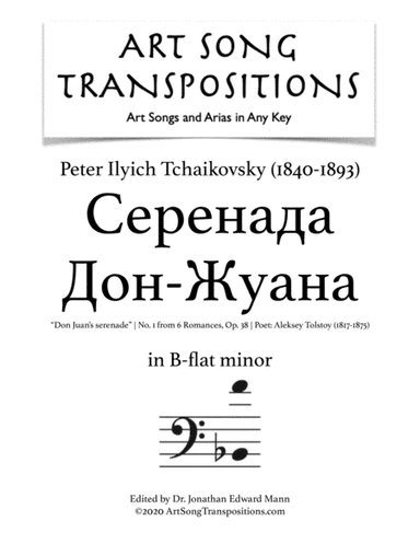 TCHAIKOVSKY: Серенада Дон-Жуана (Don Juan's serenade), Op. 38 no. 1 (transposed to B-flat minor, bas (arr. ArtSongTranspositions.com)
