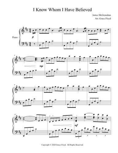 I Know Whom I Have Believed (arr. Grace Floyd)