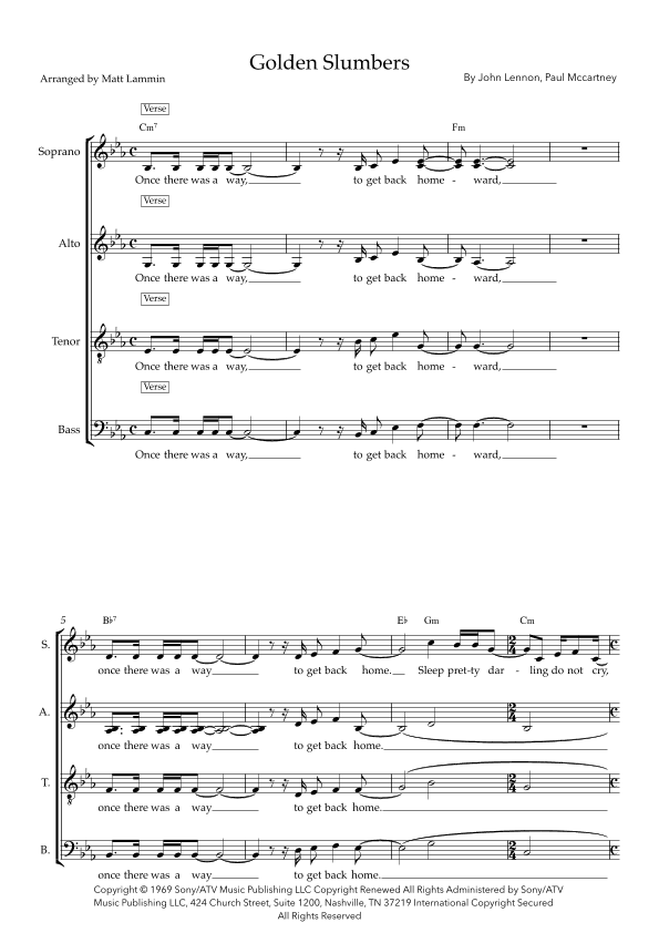 Golden Slumbers (arr. Matt Lammin)