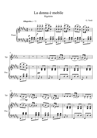 Giuseppe Verdi - La donna e mobile (Rigoletto) Trumpet Solo (arr. André Laitano)