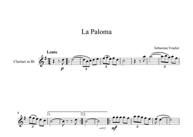 La Paloma - Sebastian Yradier (Clarinet) (arr. Digital Book Music)