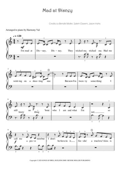 Mad At Disney (arr. Harmony Valarie @ Teacher Valarie)