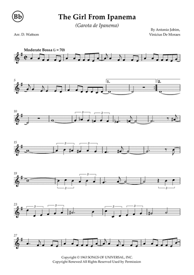 Garôta De Ipanema (arr. Douglas Wattson)