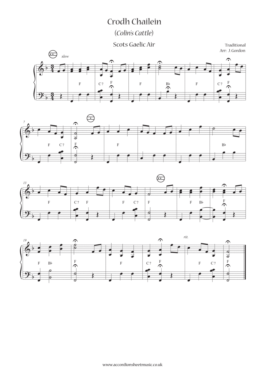 Crodh Chailein (Colin's Cattle) (arr. Julia Gordon)
