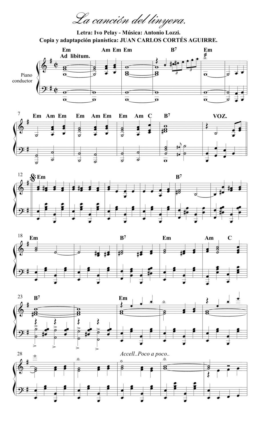 Canción del linyera - Fox trot por Ivo Pelay y Antonio Lozzi (arr. Juan Carlos Cortés A.)