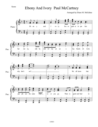 Ebony And Ivory (arr. Diane M. McGahee)