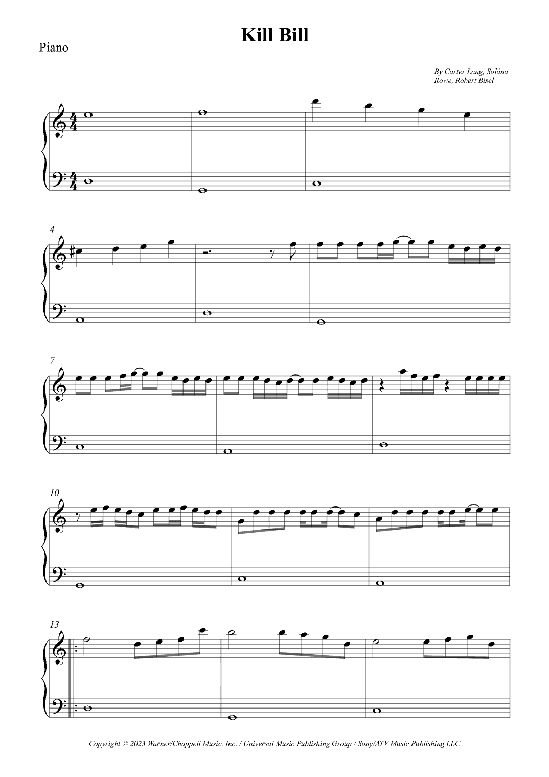 Kill Bill (arr. Wesley S. SIlva)