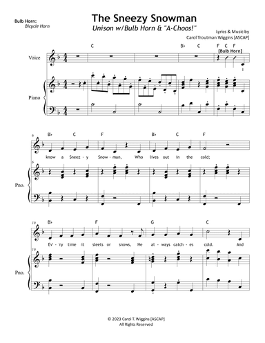 The Sneezy Snowman (Unison w/Bulb Horn & "A-Choos!")