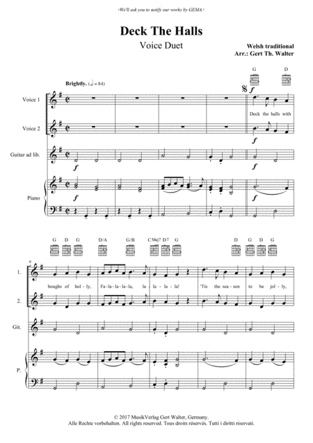 Deck The Halls (arr. Gert Th. Walter)