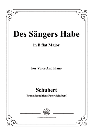 Schubert-Des Sängers Habe,in B flat Major,for Voice&Piano (arr. MSM)