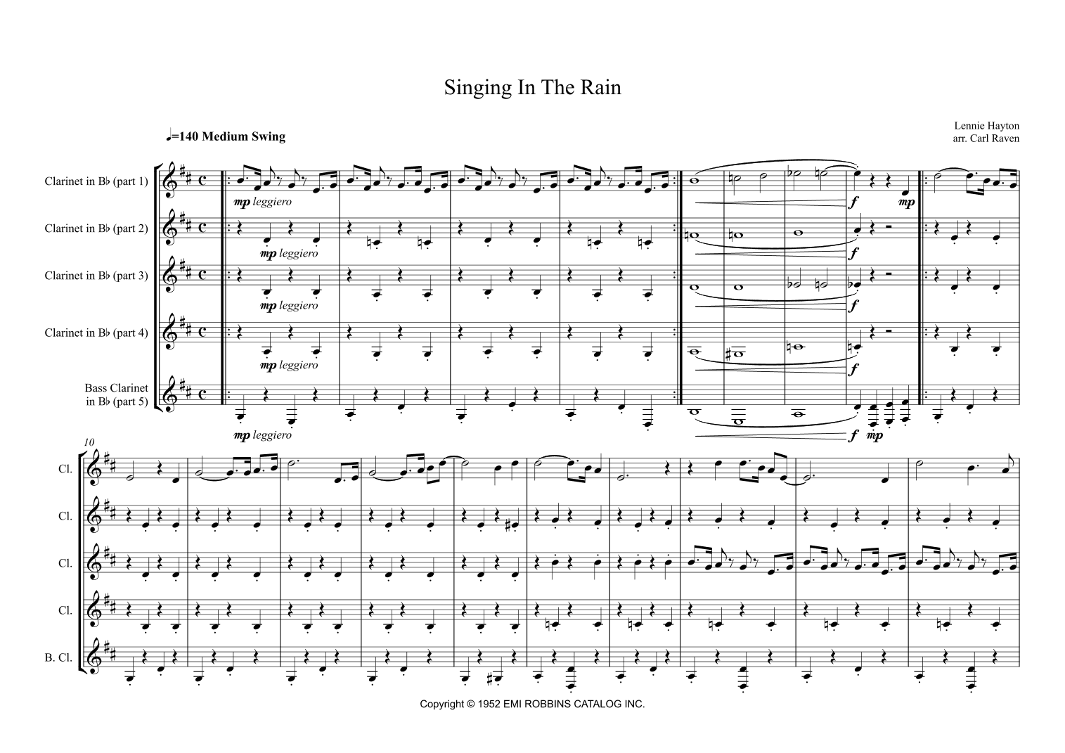 Singing In The Rain (arr. Carl Raven)
