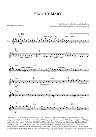 Bloody Mary (arr. Milanov)