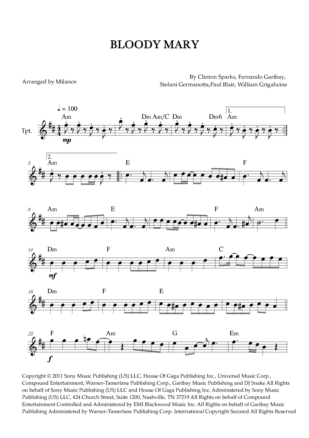 Bloody Mary (arr. Milanov)