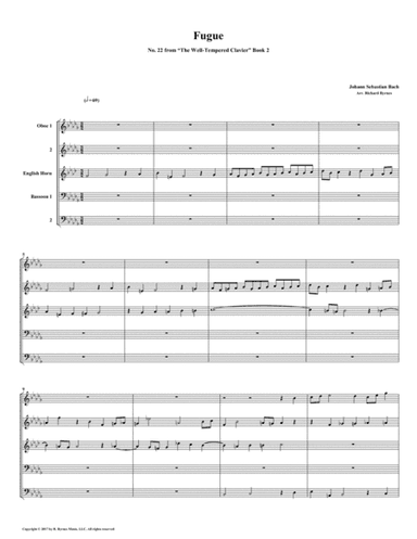Fugue 22 from Well-Tempered Clavier, Book 2 (Double Reed Quintet) (arr. Richard Byrnes)