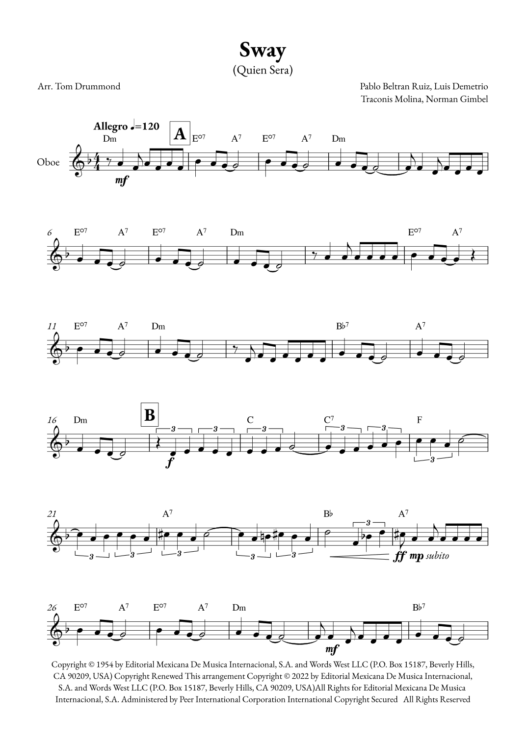 Sway (quien Sera) (arr. Tom Drummond)