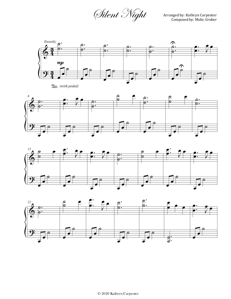 Silent Night (Intermediate Piano) (arr. Kathryn Carpenter)