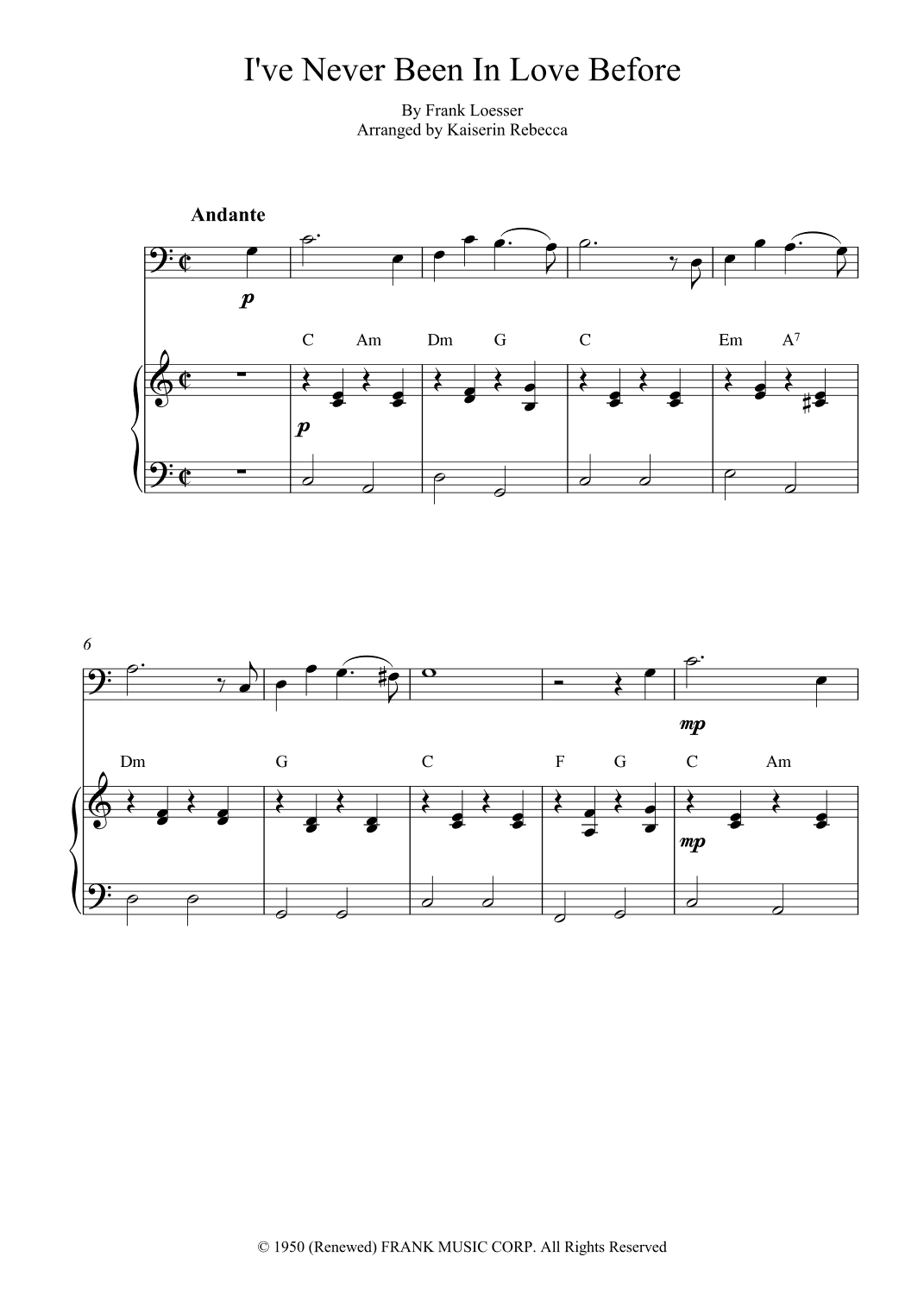 I've Never Been In Love Before (arr. Kaiserin Rebecca)