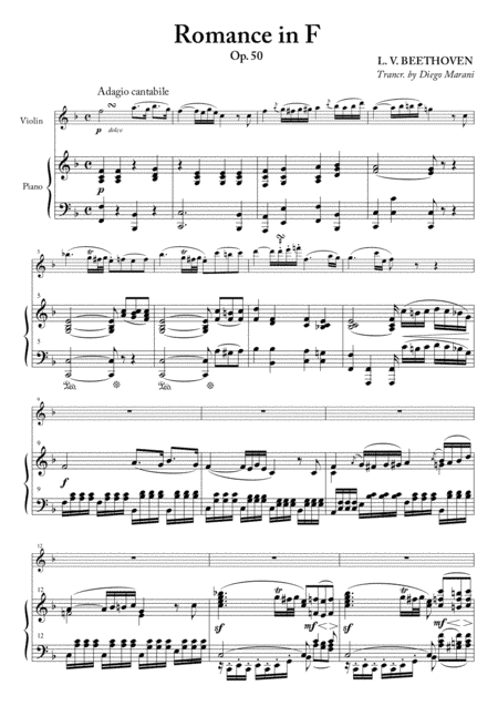 Romance in F for Violin and Piano (arr. Diego Marani)