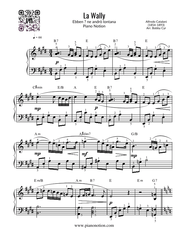 Ebben ? ne andrò lontana - La Wally (Easy Piano) (arr. Bobby Cyr)