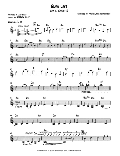 Swan Lake (Tchaikovsky) - Lead sheet (key of Am) (arr. Stephen Bulat)