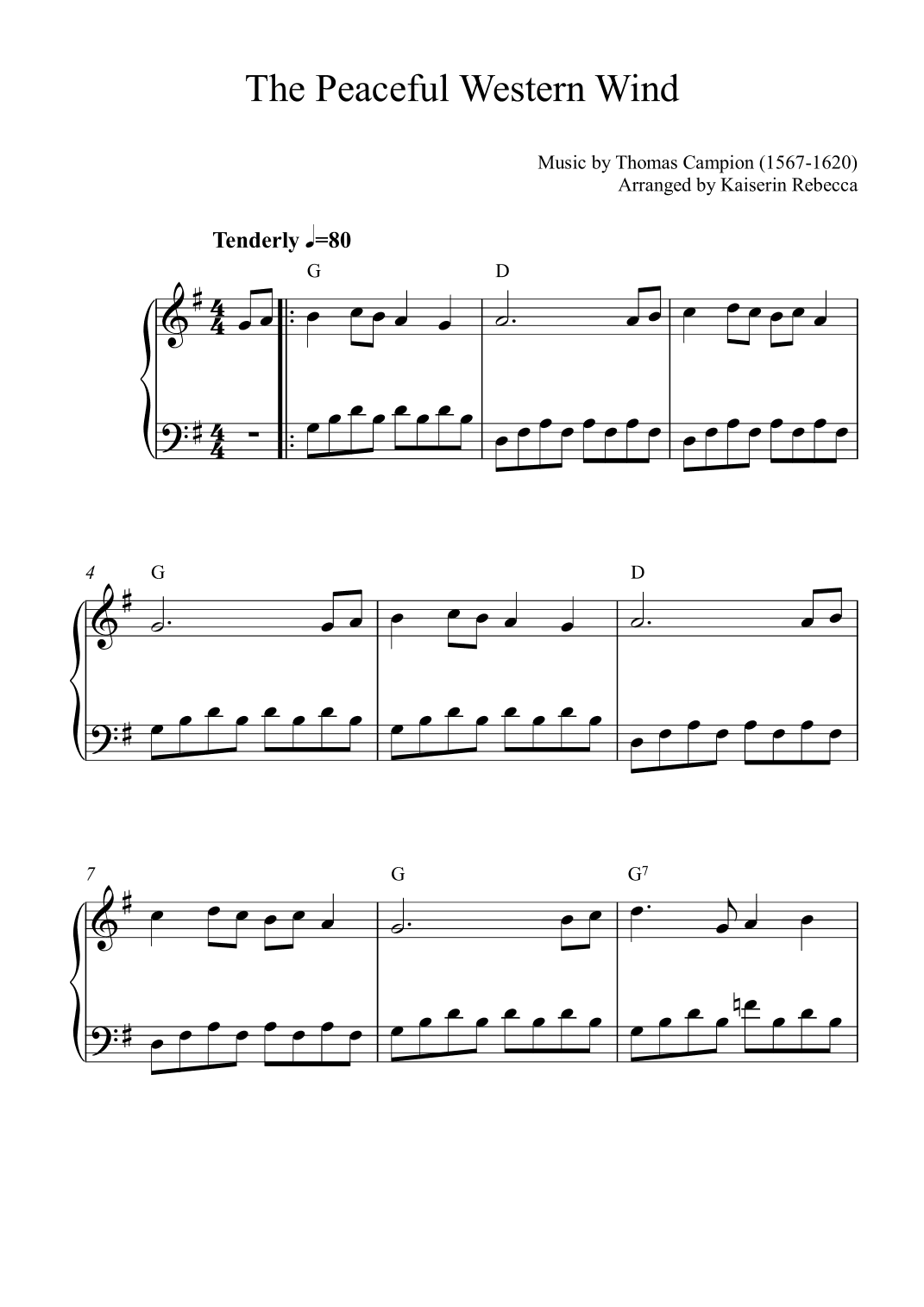 The Peaceful Western Wind (arr. Kaiserin Rebecca)