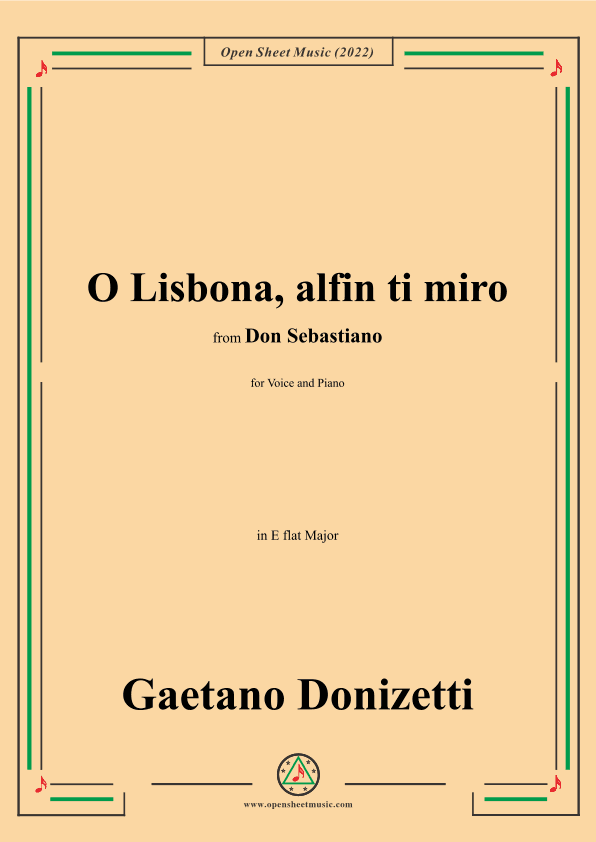 Donizetti-O Lisbona,alfin ti miro,from Don Sebastiano,for Voice and Piano (arr. OSM Press)