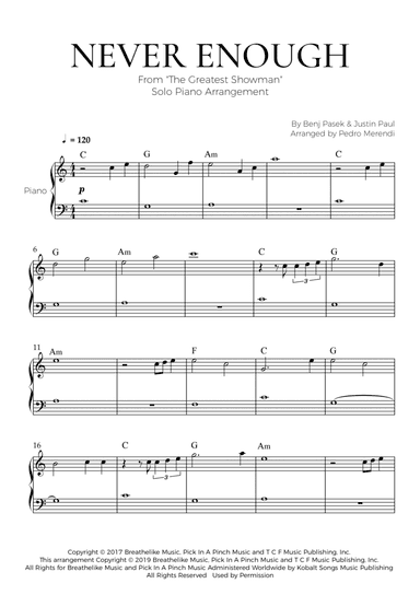Never Enough (arr. Pedro Merendi)